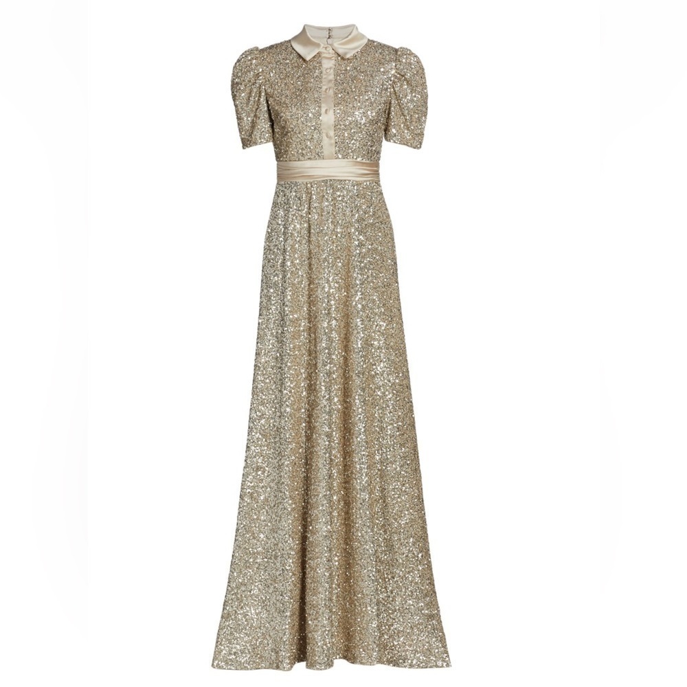 Theia Sequin Shirt Dress